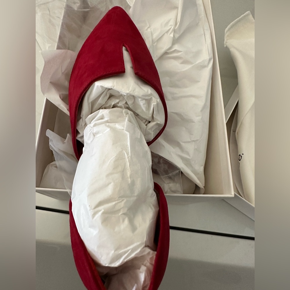 Vince Darlington pointy-toe d'Orsay flat, size 7, red color, made in Italy